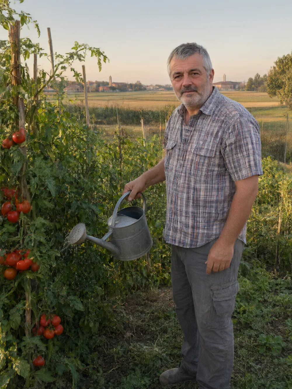 I pomodori dell'orto annaffiati col concime del digestore